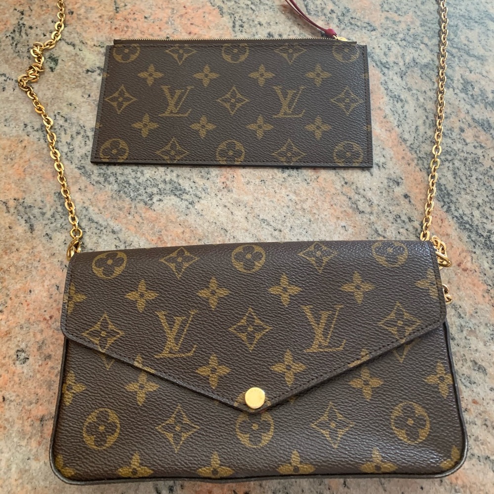 Louis Vuitton Pochette Félicie Chain Wallet Brown Monogram Canvas Shoulder Bag